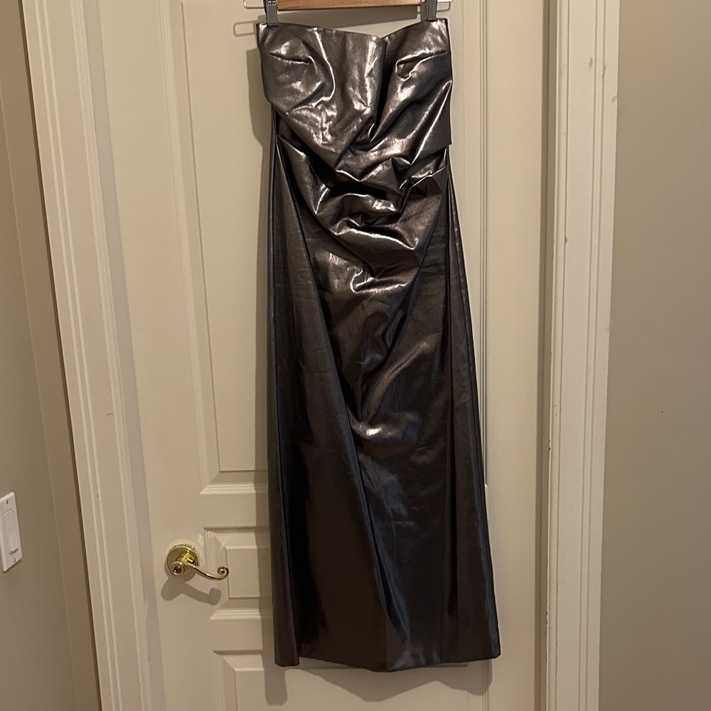 Zara Strapless Metallic Dress - Silver